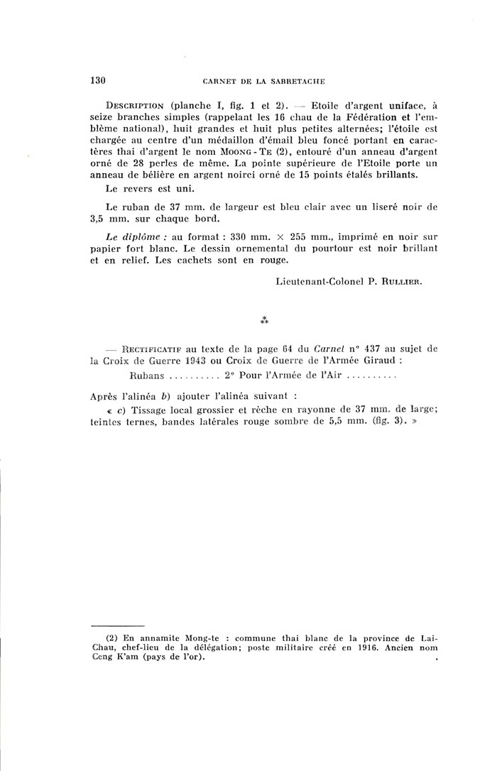 L'ordre du mérite civil et l'ordre du mérite militaire de la Fédération Thaï - p 6